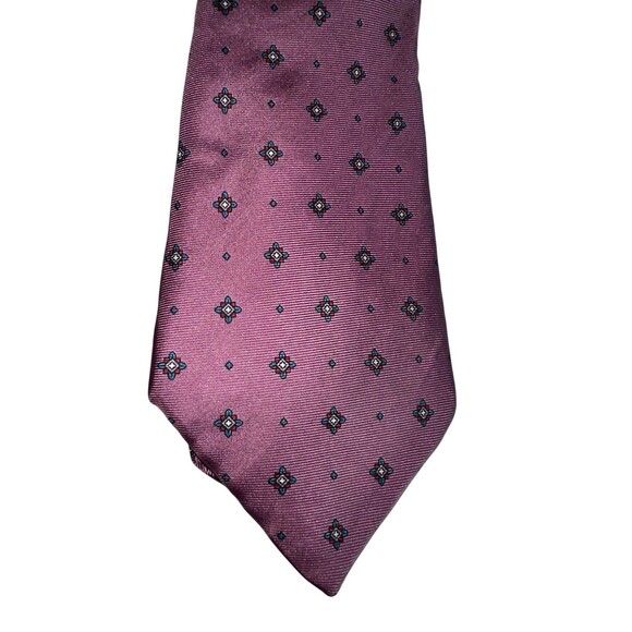 Christian Dior Purple Italian Silk Tie Geometric Mid Century Pattern Vintage - Picture 5 of 16